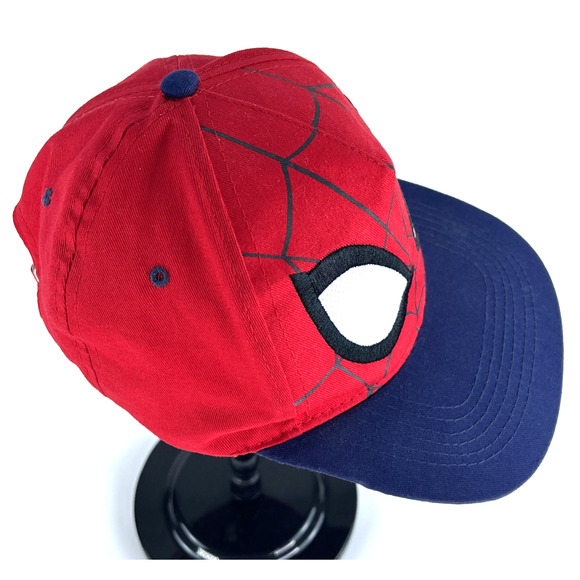 Marvel Spiderman Face Baseball Hat Red/Blue Adjustable Cloth Band Unisex - Picture 8 of 12